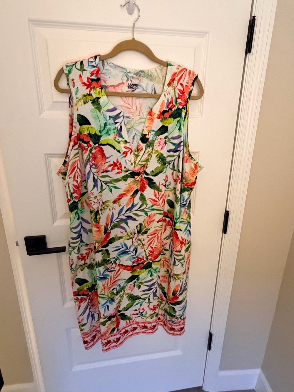 Lands' End 2X Tropical Floral Sleeveless Dress Nwots